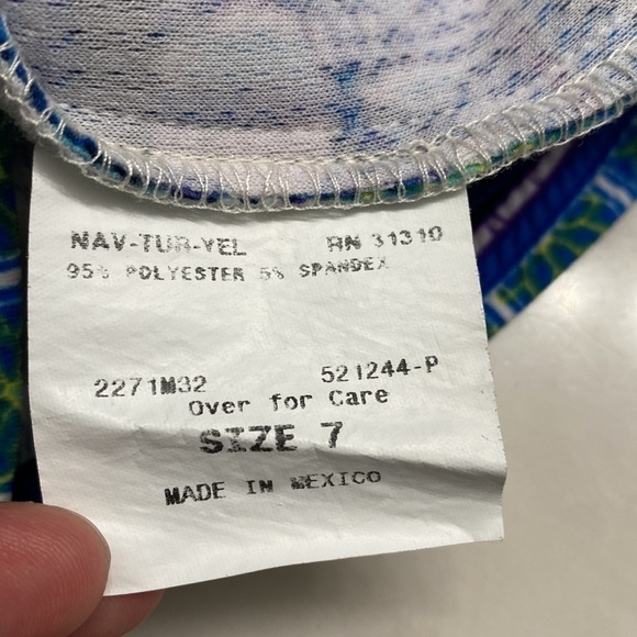 Ally B. Blue Abstract Dress Sleeveless Size 7 - Picture 10 of 12